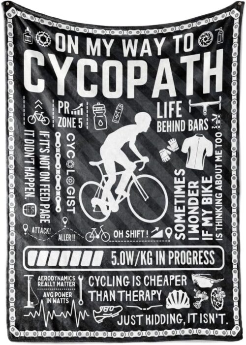 Cyclist Biker Gifts Blanket, Cycologist, Mountain Bikers, Bicycle Enthusiast, Roadbike MTB, Bed Flannel Plush Throw (50"x 65")