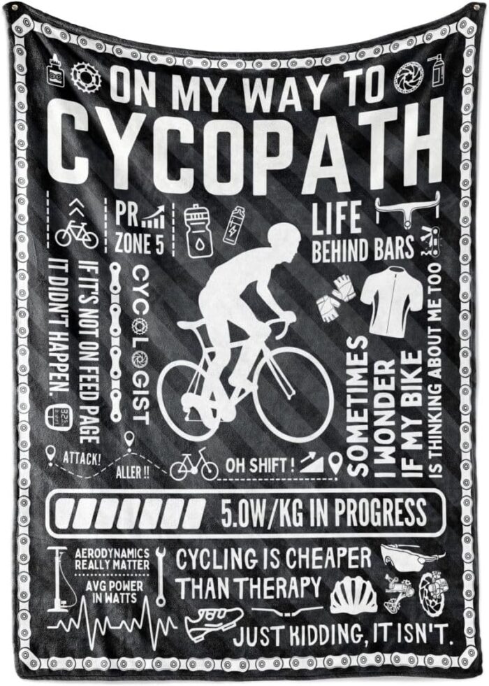 Cyclist Biker Gifts Blanket, Cycologist, Mountain Bikers, Bicycle Enthusiast, Roadbike MTB, Bed Flannel Plush Throw (50"x 65")