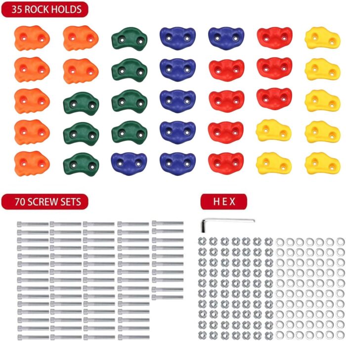Yaegoo 35 PCS Climbing Holds for Kids, Rock Climbing Holds - Mounting Hardware Included - Climbing Rocks for DIY Rock Climbing Wall - Image 5