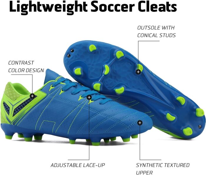 DREAM PAIRS Mens Sport Flexible Athletic Lace Up Light Weight Outdoor Cleats Football Soccer Shoes - Image 3