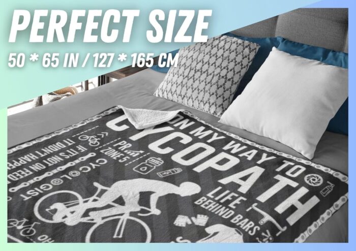 Cyclist Biker Gifts Blanket, Cycologist, Mountain Bikers, Bicycle Enthusiast, Roadbike MTB, Bed Flannel Plush Throw (50"x 65") - Image 6