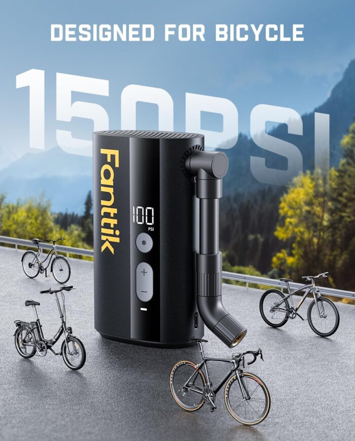 Fanttik X9 Ace Mini Bike Tire Pump, 32s Fast Inflate Bike Pump with Gauge, 150PSI Electric Air Pump with Presta and Schrader Valve, Suitable for Road Bike, Mountain Bike, E-Bike - Image 9