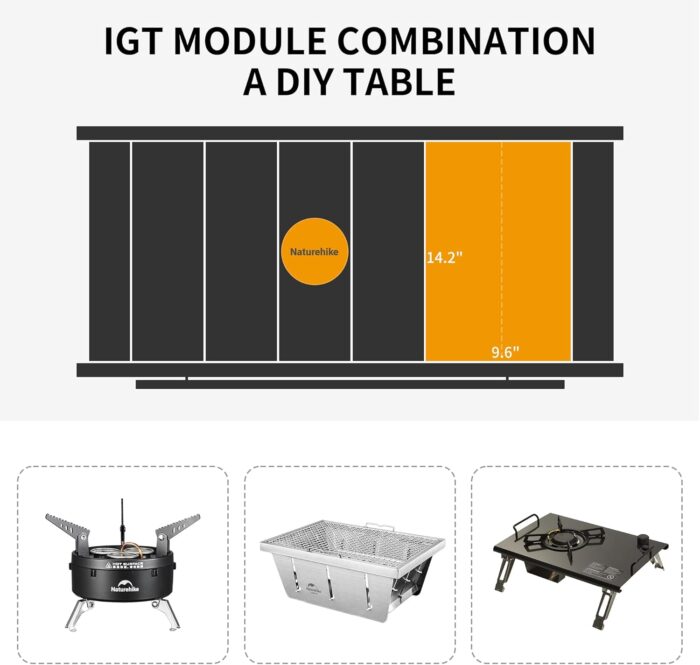 Naturehike Folding IGT Camping Table, Portable Outdoor IGT Cook System, Ultralight Aluminum Camp Table with Carry Bag for Car Camping Picnic RV Trip Patio Backyard BBQ - Image 4