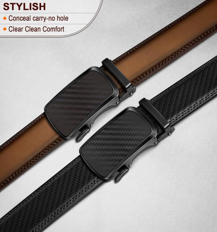 BULLIANT Men's Ratchet Belt 2 Pack-Click Leather Belt Adjustable for Men Gift 1 3/8-Cut for Perfect Fit - Image 2
