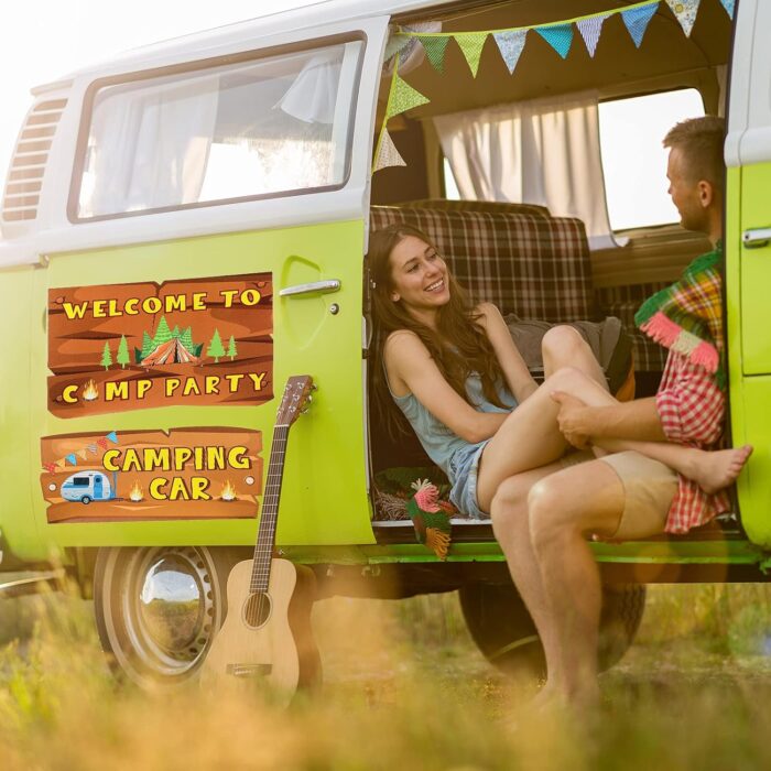 Camping Party Sign Camping Party Themed Directional Signs Camper Welcome Yard Outdoor Wall Sign Party Supplies Photo Props Backdrop Decoration Decor(20 Pcs,Card Stock) - Image 5