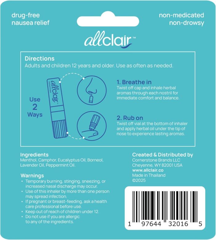 Nausea Relief Inhaler - All-Natural Remedy for Motion Sickness, Morning Sickness, Stress, and Queasiness - Fast-Acting, Drug-Free, Non-Drowsy & Portable Travel Essential - Pack of 2 Inhalers - Image 9