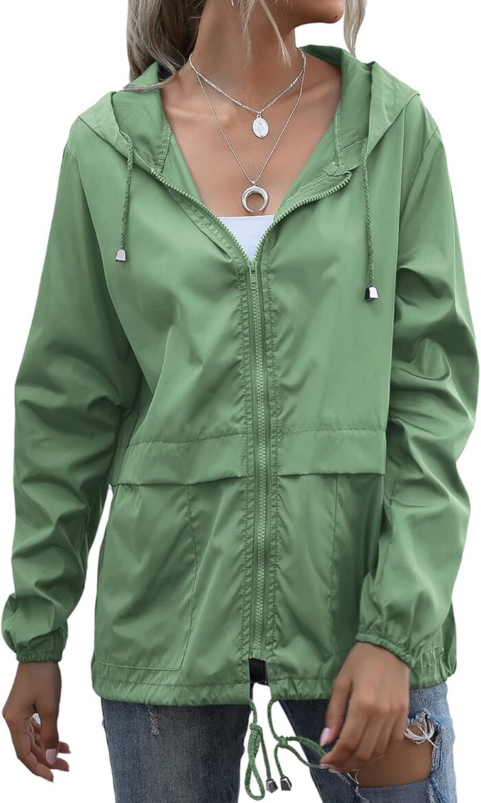 Women's Raincoats Lightweight Waterproof Windproof Adjustable Windbreaker Rain Jackets Hooded with Pockets S-XXL - Image 2