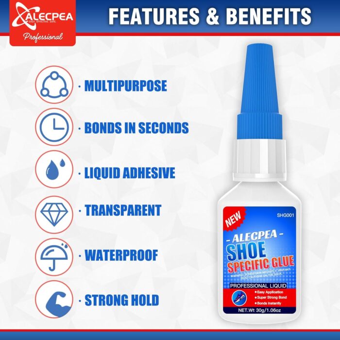 30g Shoe Glue - Ultimate Strength Adhesive for for Soles Boots Sneakers Heels Hiking Shoes Leather Handbags - Quick Set in 15 Seconds - Image 2