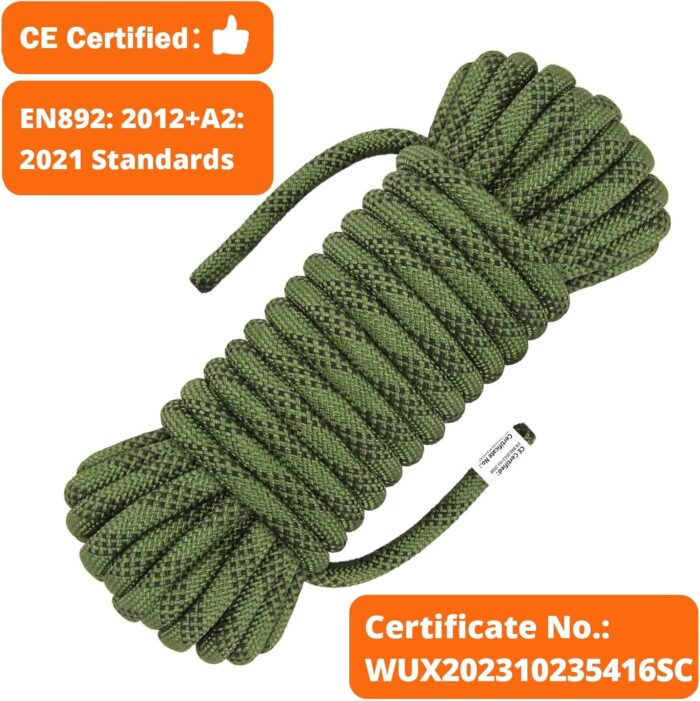 AOLEBA 10.5 mm Static Climbing Rope 10M(32ft) 20M(64ft) 30M(96ft) 50M(160ft) 70M(230ft) Outdoor Rock Climbing Rope, Escape Rope Ice Climbing Equipment Fire Rescue Parachute Rope - Image 2