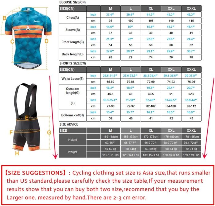 Cycling Kits for Men Cycling Jersey Set Uniform Clothes Bike Bicycle Shirt+3D Gel Pad Cushion Bibs Shorts - Image 3