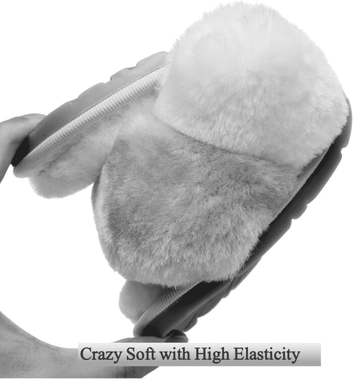 Crazy Lady Women's Fuzzy Fluffy House Slippers Cute Plush Memory Foam Shoes Cross Band Indoor Outdoor Open Toe Sandals - Image 5