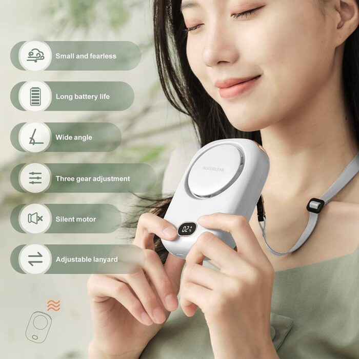 Portable Neck Fan, Mini Small Personal Handheld Fan USB Rechargeable 3 Speed for Girls Boys Woman Eyelash Travel Home Office Outdoor (White) - Image 2
