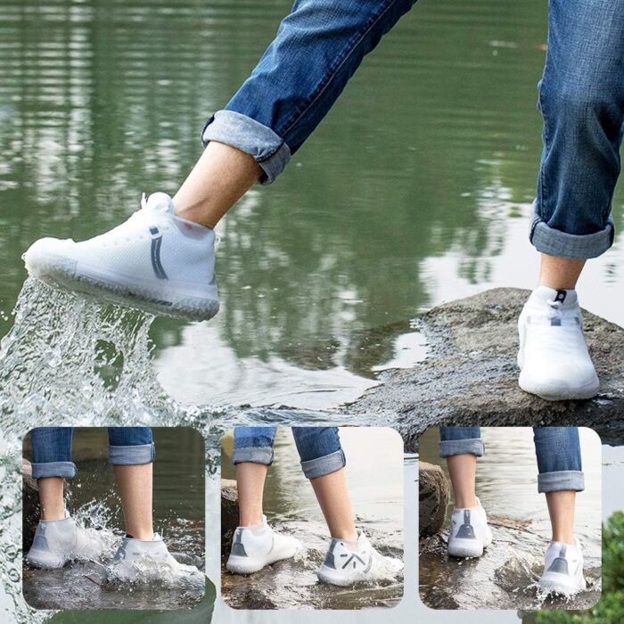 Waterproof Silicone Shoe Covers for Rain,Reusable Non Slip Rubber Rain Shoe Cover Cycling Shoe Protectors Outdoor with Non-slip Sole Apply to Men,Women,Kids(Small Whiht) - Image 6