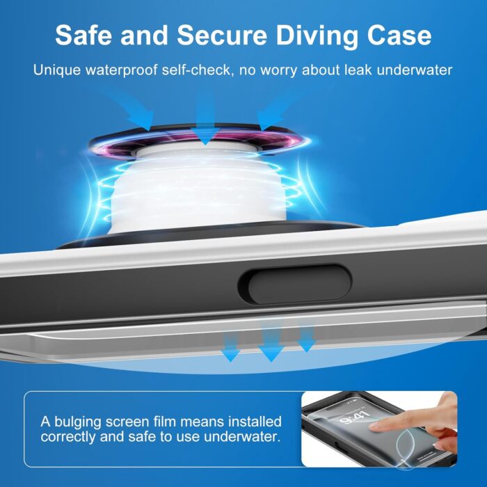Beasyjoy Waterproof Phone Case, Underwater Phone Case for Snorkeling, Universal IPX8 Diving Case with Lanyard Up to 6.9" for iPhone 16/15/14/13/12 Pro Max, Samsung S24/S23/S22/Google/Moto - Black - Image 7