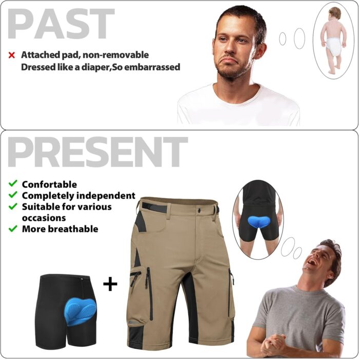 Ally Mens Mountain Bike Shorts 4D Padded Baggy Quick Dry Lightweight Bicycle Cycling Biking Bike Shorts - Image 5