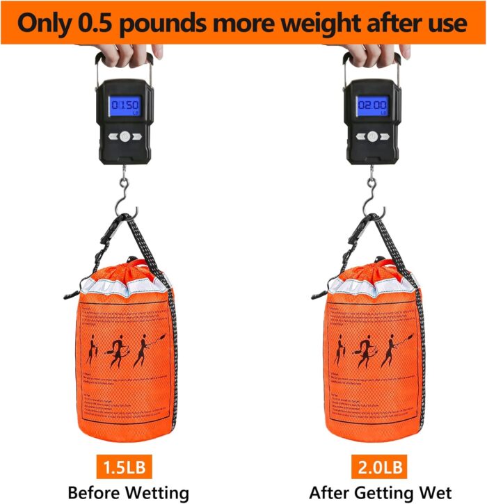 NTR Water Rescue Throw Bag with 50/70/98 Feet of Rope in 3/10 Inch Tensile Strength Rated to 1844lbs, Throwable Device for Kayaking and Rafting, Safety Equipment for Raft and Boat - Image 7