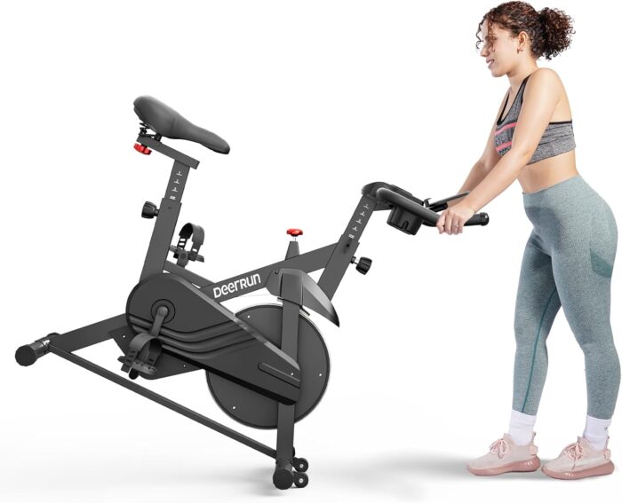 DeerRun Exercise Bike, Indoor Cycling Bike Brake Pad/Adjustable Magnetic Stationary Bike with App, Low Noise Workout Bike for Home Cardio 300lbs Weight Capacity with Pad Mount & LCD Monitor - Image 8