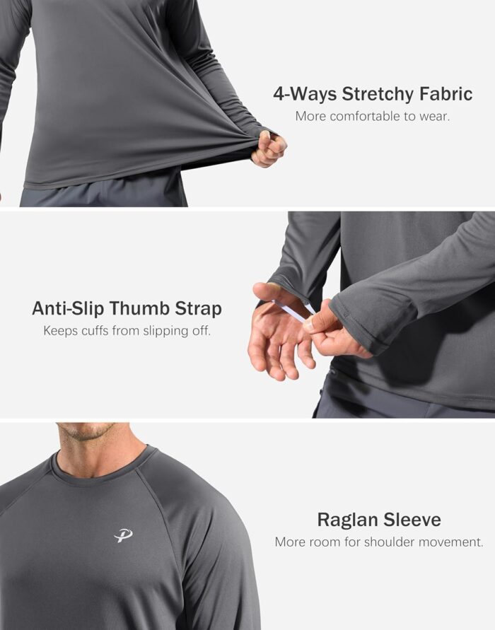Pudolla Men's Sun Protection Shirts UV SPF UPF 50+ Rash Guard Long Sleeve Lightweight Quick Dry Brethable Swimming Fishing - Image 5