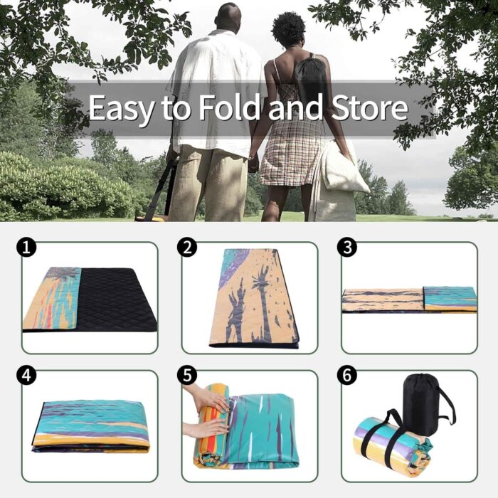 Picnic Blankets Oversized 60x80 Beach Blanket Waterproof Sandproof Foldable Large Outdoor Grass Mat Travel Camping Essentials RV Road Trip Accessories Vacation Gear Gifts for Couple Women Mom - Image 7