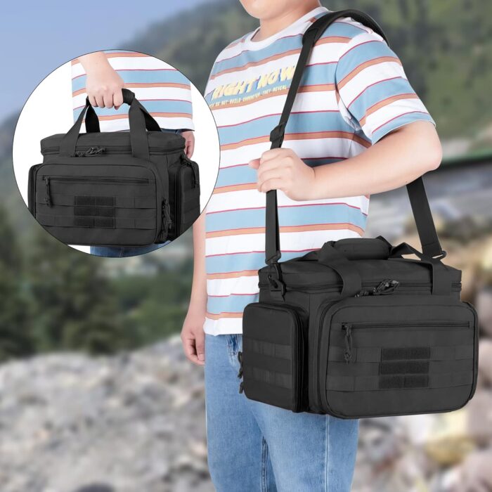 DSLEAF Tactical Gun Range Bag for 4 Handguns, Pistol Shooting Range Bag with 6X Magazine Slots and Extra Pockets for Ammo and Essentials - Image 7