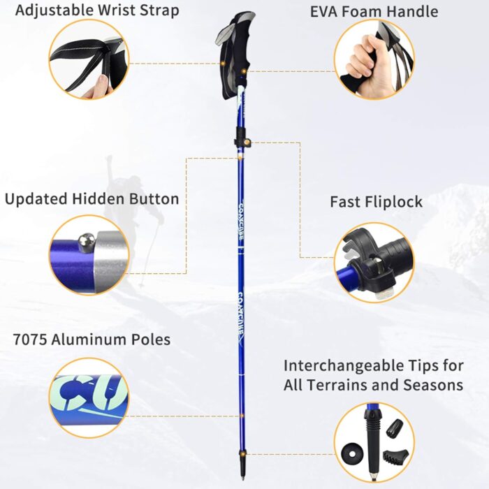 Covacure Trekking Poles Collapsible Hiking Poles - Aluminum Alloy 7075 Trekking Sticks with Quick Lock System, Telescopic, Collapsible, Ultralight for Hiking, Camping - Image 8