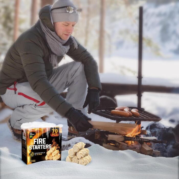 70 pcs Fire Starter - Natural Fire Starters for Fireplace, Pellet Stove & Wood, Campfires, BBQ, Pizza Oven, Fire Pit, Smoker - Fire Starters for Grill, Charcoal Fire Starter for Grill - Image 6