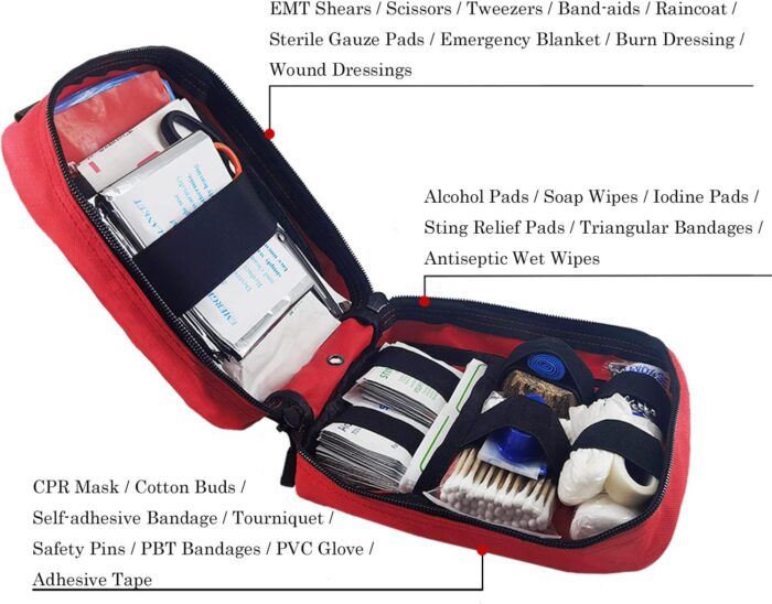 EMT Pouch MOLLE Ifak Pouch Tactical MOLLE Medical First Aid Kit Utility Pouch Carlebben (with Medical Supplies Red) - Image 4