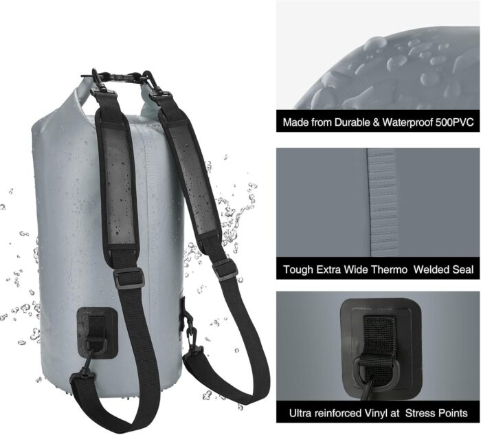 Piscifun Dry Bag, Waterproof Floating Backpack 5L/10L/20L/30L/40L with Waterproof Phone Case for Boating, Kayaking, Fishing - Image 5