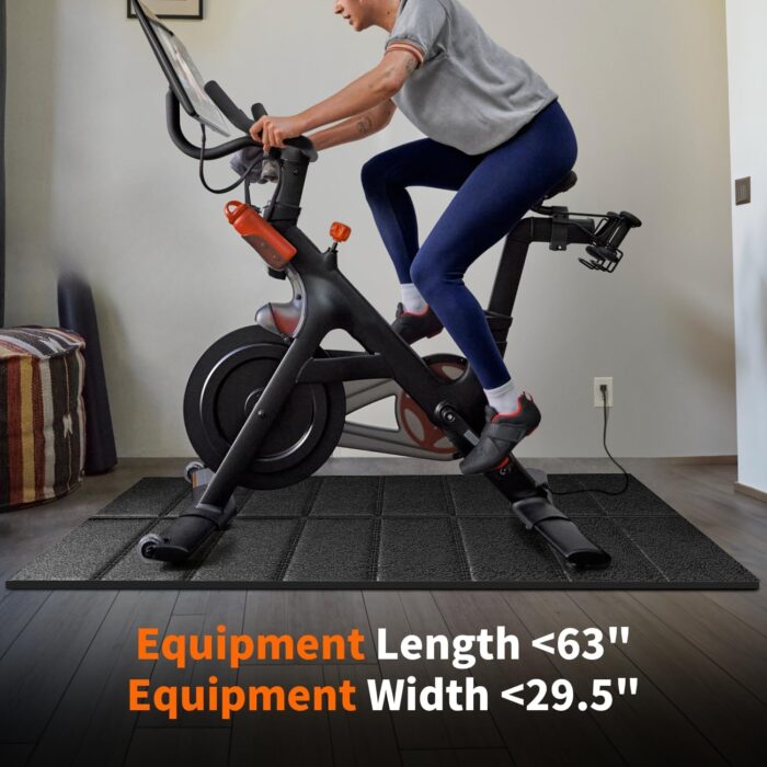 Bike Mat Compatible with Peloton Bikes, Treadmill Mat, Ellipticals, 63“ × 30”, Heavy-Duty, Non-Slip Mat for Exercise Bike, 1/4" Thick, Under Mat Protect Hardwood Floor Carpet - Image 2