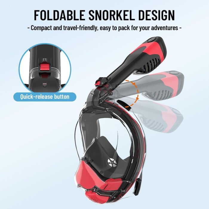 2025 New Full Face Snorkel Mask Adult, Patented Electric Snorkeling Gear for Adults, Foldable Snorkel Set with Detachable Camera Mount, SGS Certified Safety, Anti-Leak & Anti-Fog - Image 6