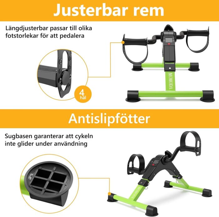 Pedal Exerciser Desk Exercise Bike Leg and Arm Bike with LCD Monitor Foldable (black/green) - Image 7