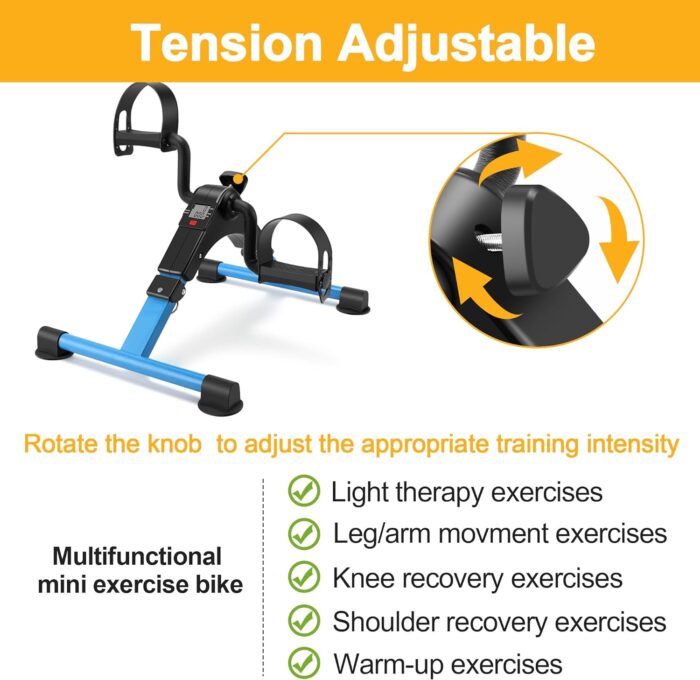 Folding Exercise Bike Pedal Exerciser Portable Desk Bike with LCD Display for Arms and Legs Workout - Image 6