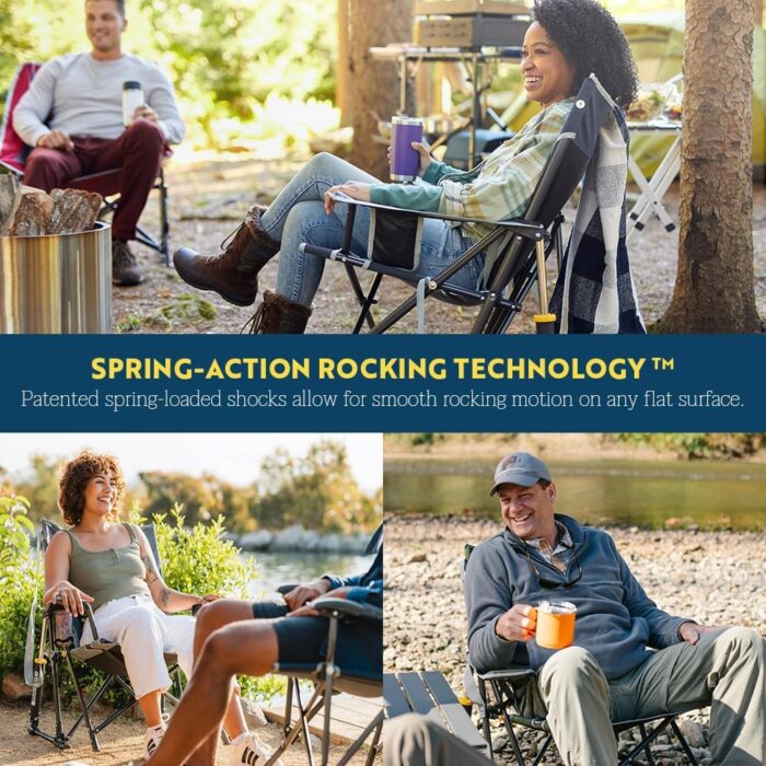 GCI OUTDOOR Kickback Rocker Camping Chair | Portable Folding Rocking Chair with Durable Armrests, Drink Holder & Relaxed Lowered Seat for Comfort — Red - Image 4
