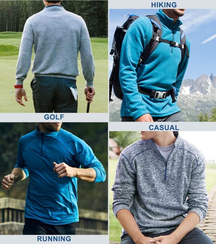 KEFITEVD Men's Athletic Shirts Long Sleeve 1/4 Zip Lightweight Fleece Lined Golf Active Pullover Workout Shirts Sweatshirt - Image 7