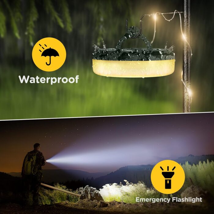 OGERY Camping String Lights, 4 in 1 Quick Storage 32.8FT Rechargeable Tent Lights String with 8 Lighting Modes, Hanging Waterproof Portable LED Lamp for Outdoor Patio Awning Garden Party Essentials - Image 6