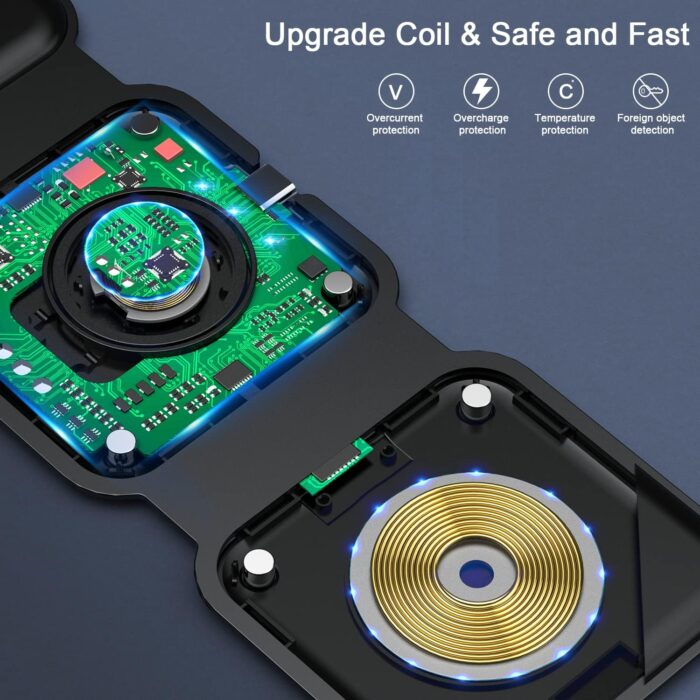 Wireless Charger 3 in 1,RTOPS Magnetic Travel Wireless Charging Station Multiple Devices,GaN 3 in 1 Charging Station,Compatible for iPhone16/15/14/13/Pro/Max,iWatch,AirPods4/3/2/Pro(Adapter Includes) - Image 5