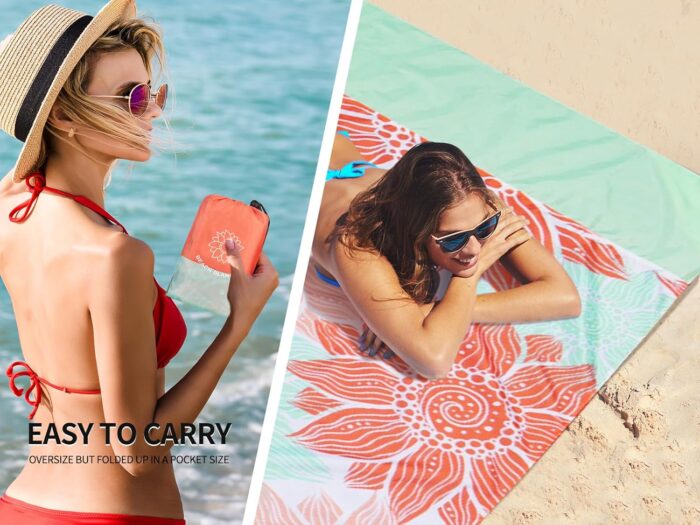 Beach Blanket Waterproof Sandproof Extra Large Beach Mat 79" X 83"/120"x108"for 1-8 Adults Quick Drying Durable Outdoor Picnic Mat for Beach Travel Camping Hiking - Image 5