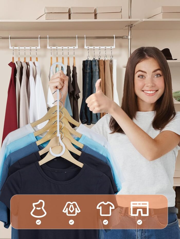 HOUSE DAY White Magic Plastic Hangers Space Saving Organizers and Storage Clothes Hanger Multi Hangers Sturdy Wardrobe Closet for Heavy Clothes, Dorm Room Bedroom Home RV Car Camper Essentials 20 Pack - Image 2