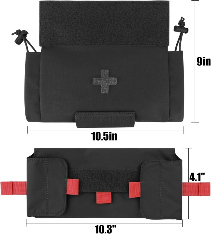 PETAC GEAR Tactical First Aid Drop Dump Pouch, Micro Medical Trauma Roll Up Drop Pouch EMT IFAK Sub Abdominal Carrying Bag with Hook-N-Loop(BK) - Image 4