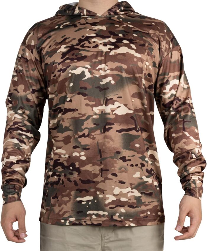 3pcs Men's Hunting Camo Shirts,Camouflage Long Sleeve Hooded Shirts for Men Lightweight Fishing Hiking Camping - Image 2