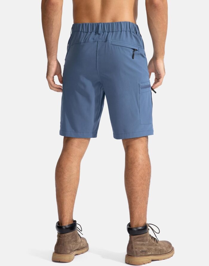 Pudolla Men's Hiking Cargo Shorts 9" Lightweight Outdoor Work Shorts for Men Travel Golf Camping Casual with 5 Zipper Pockets - Image 3