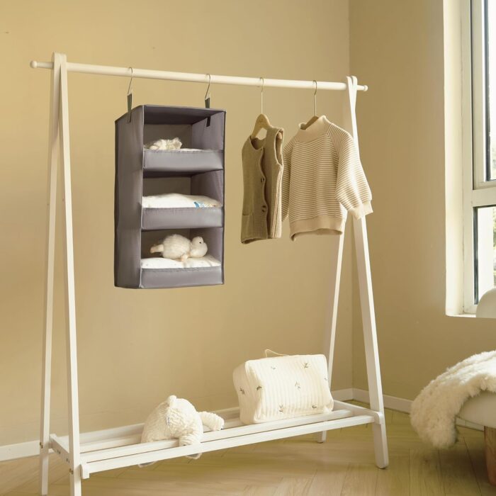 GRANNY SAYS 3-Shelf Hanging Closet Organizer and Storage, Collapsible Hanging Closet Shelves, Hanging Organizer for Closet & RV, Gray, 29 ½" H X 12" W X 12" D, 1-Pack - Image 5