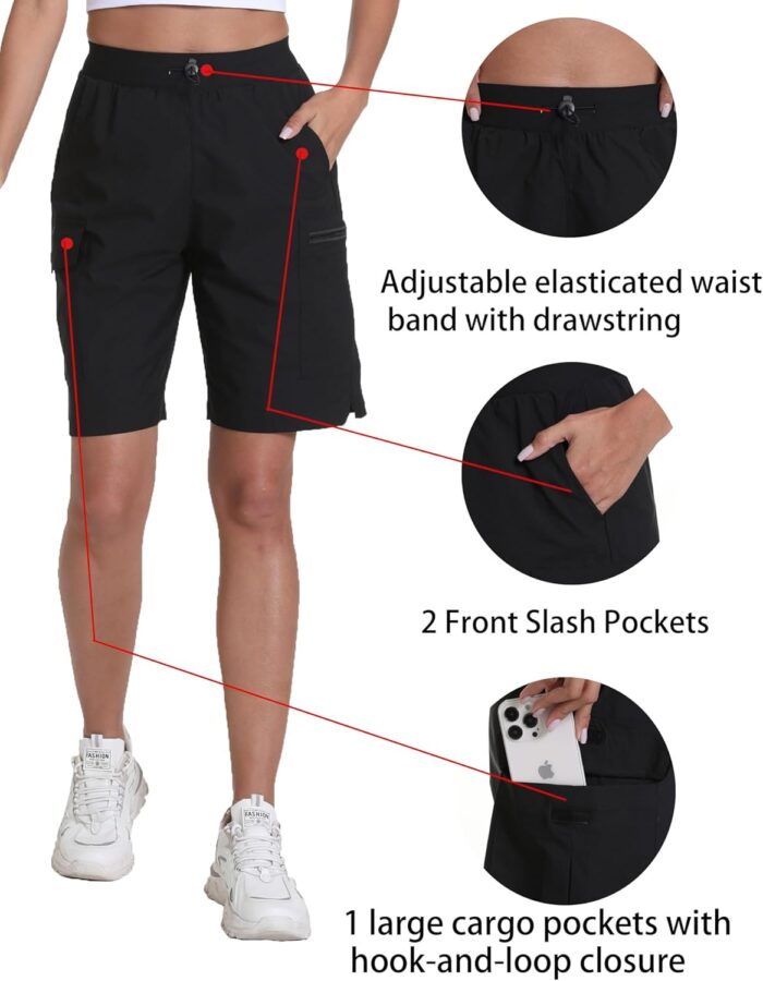 Rrosseyz Women's Hiking Cargo Shorts with Pockets Quick Dry Athletic Gym for Women Exercise Lounge - Image 4
