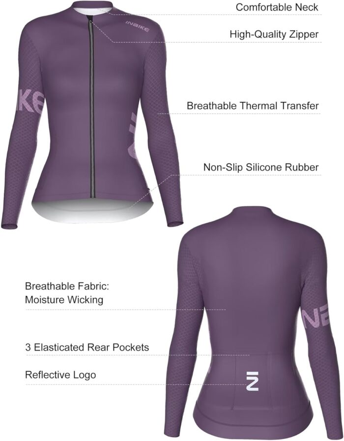 INBIKE Cycling Jersey Women Long Sleeves Bike Shirts with Pockets Quick Dry Bicycle Clothing for Road Biking Riding - Image 5