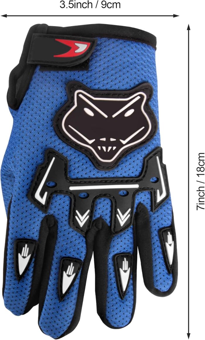 Kids Dirt Bike Gloves, Kids & Youth Power Sports Riding Gloves for Motorcycle, BMX, Mountain Bike, ATV, Full Finger Children Gloves for Outdoor Sports Cycling Camping Fishing - Image 3