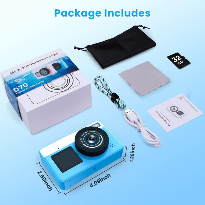 Underwater Digital Camera, Waterproof Camera,10FT Floating Camera for Snorkeling,Surfing,Swimming and Kayaking,Dual-Screen Selfie,Autofocus,18X Zoom,Fill Light,32GB Card,Type-C Rechargeable - Image 7