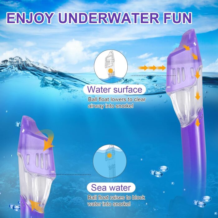 Mask Fins Snorkel Set, Snorkeling Gear for Adults, Panoramic View Diving Mask Anti-Fog, Anti-Leak, Dry Top Snorkel and Dive Flippers with Travel Bag for Snorkeling Swimming - Image 3