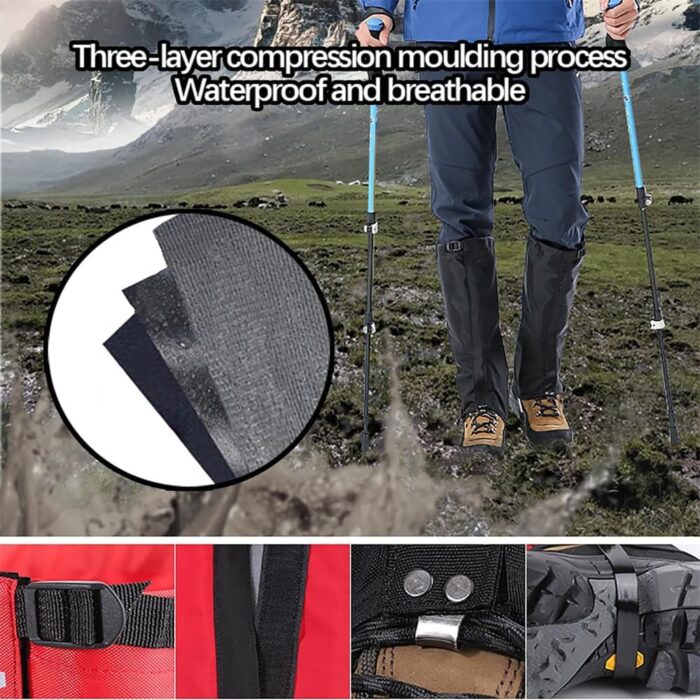 Leg Gaiters for Hiking Boots,900D Waterproof Hunting Hiking Gaiters Adjustable Snow Boot Gaiters for Climbing, Dirt-Proof Ripstop Shoe Gaiters for Men Women,Durable Snake Gaiters - Image 3