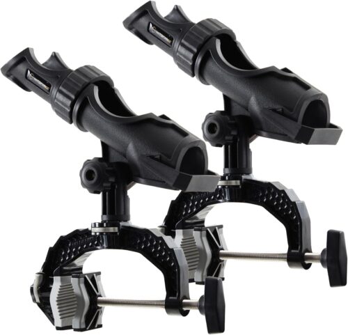 Hitorhike Fishing Rod Holder with Aluminum Alloy Base and One-Click Lock System Fits Round Square Tubes 0.59"~4.53" Enlarged Clamp Range for Boat Kayak Fishing