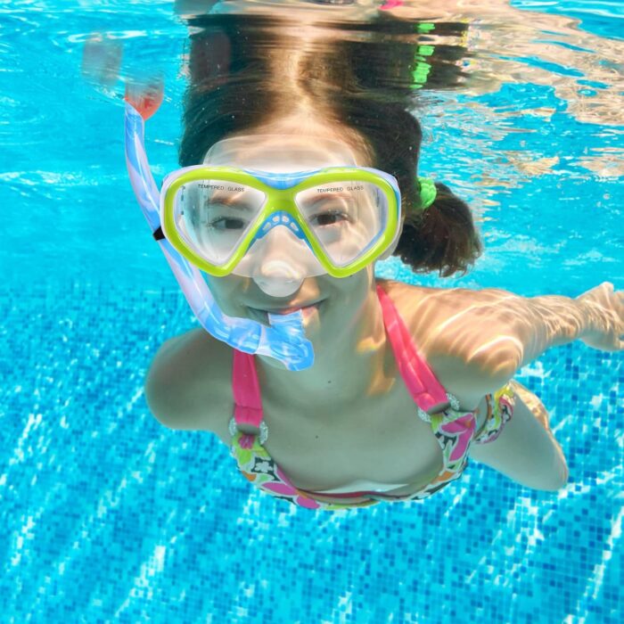 Kids Snorkel Set Dry Top Snorkeling Gear for Kids Youth Boys Girls Junior Age 5-15,Tempered Glass Swimming Diving Mask and Snorkel Set 180 Degree Panoramic View - Image 8